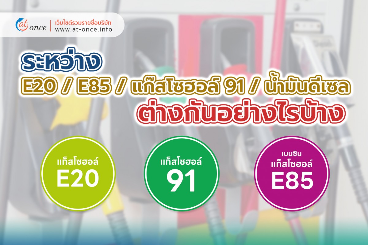 E20/E85/แก๊สโซฮอล์ 91 /น้ำมันดีเซล ต่างกันอย่างไรบ้าง