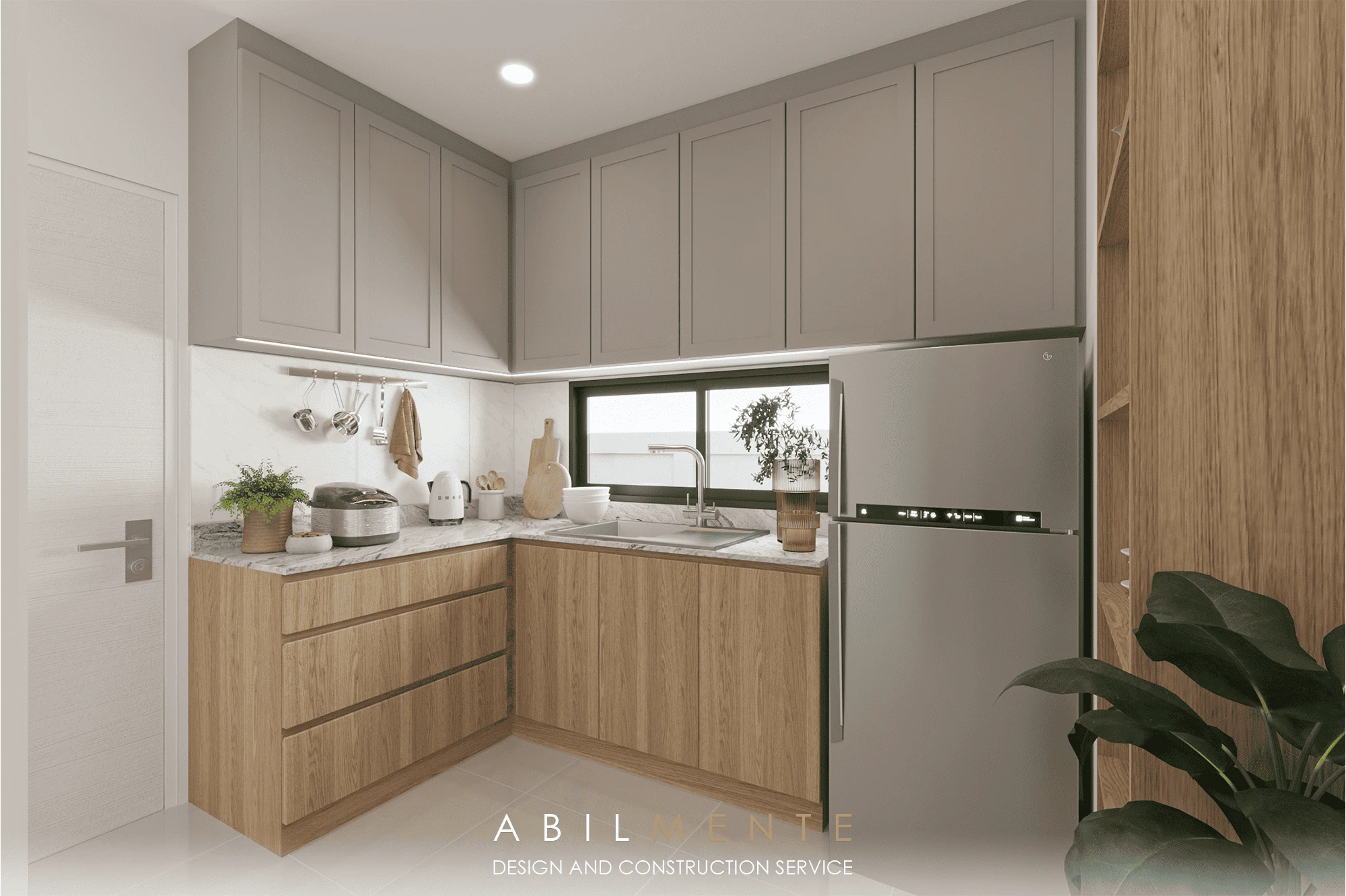 การจัดวางแบบรูปตัว L (L-Shaped Kitchen)
