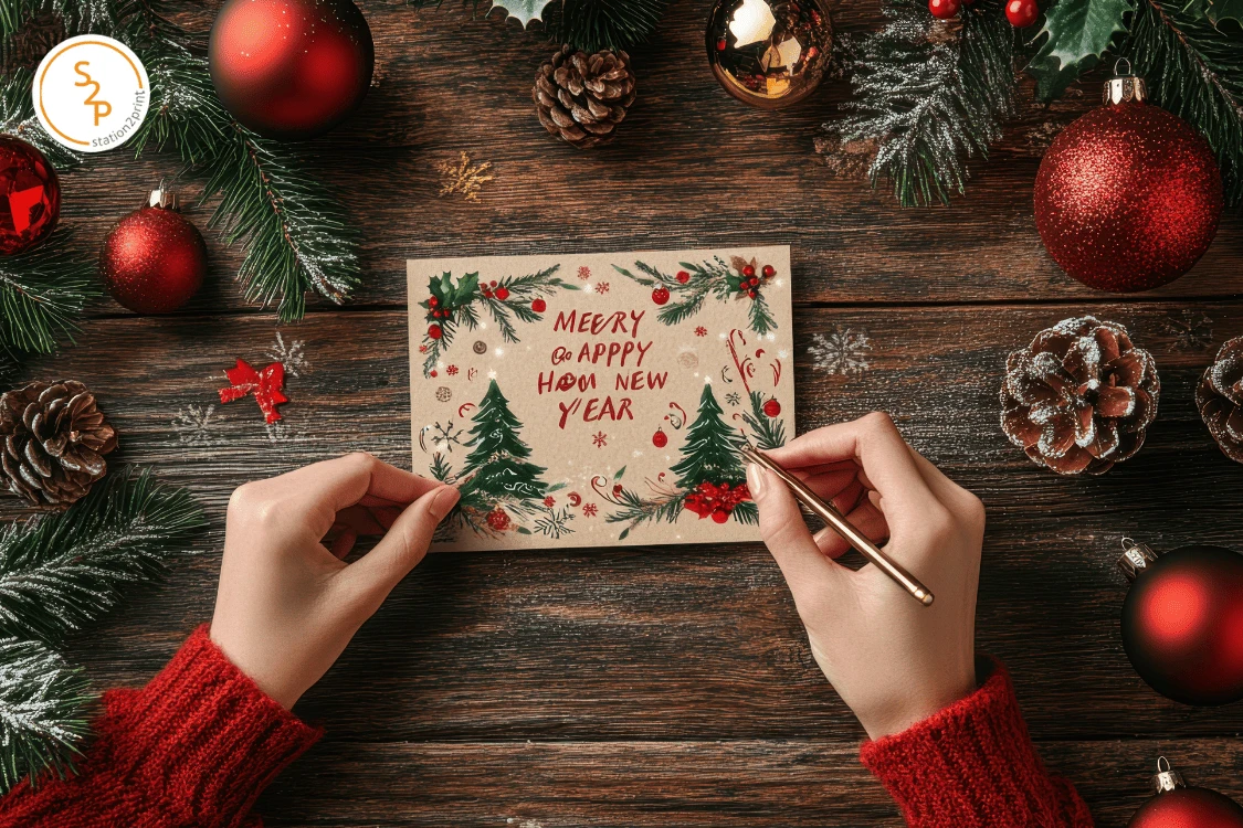 การ์ดเชิญ สิ่งพิมพ์สำคัญสำหรับงานเลี้ยงปีใหม่และคริสต์มาส