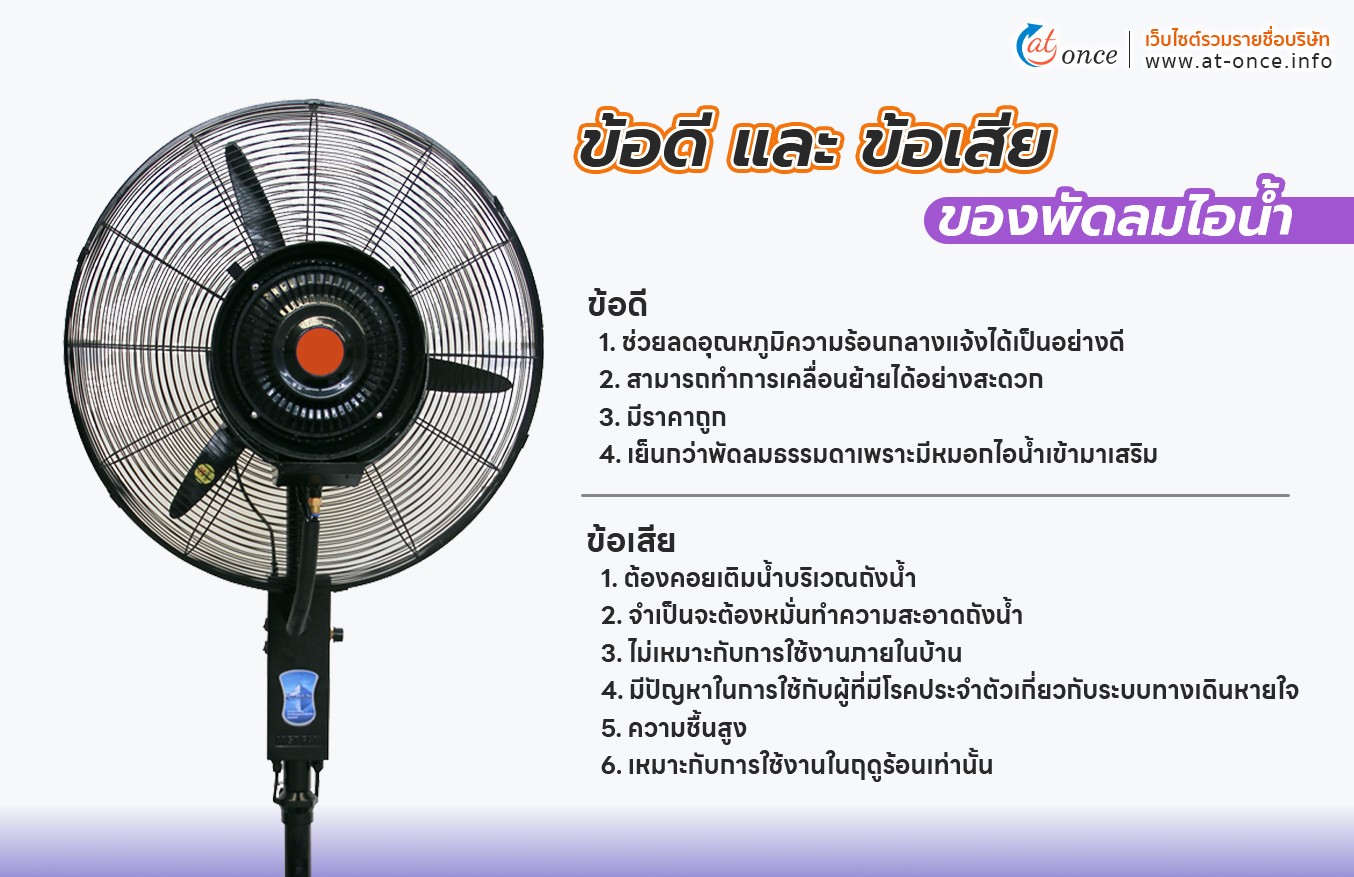 ข้อดีและข้อเสียของพัดลมไอน้ำ